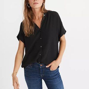Madewell Central Drapey Shirt in True Black NWT